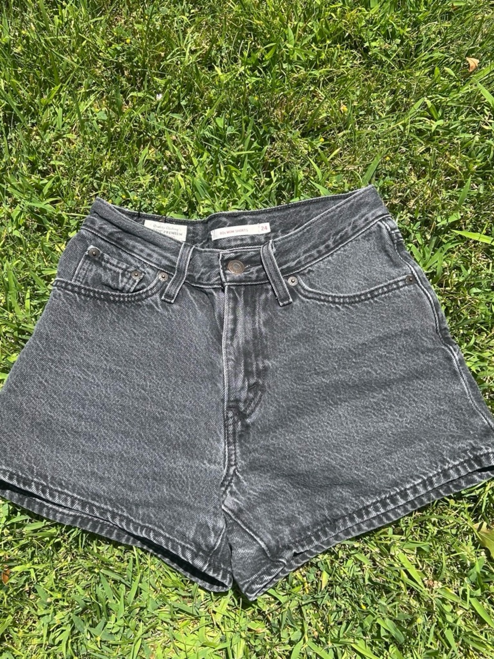 Levi's Washed Black High-Rise Denim Shorts